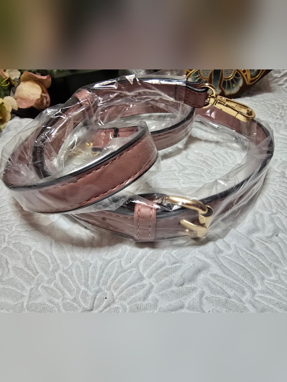 Women's DUNE Crossbody Strap in Dusty Rose with Gold Hardware, Replacement Strap